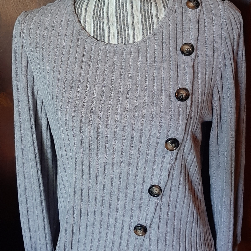 Cream Ribbed Crew Neck Sweater